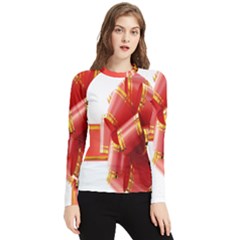 Red Ribbon Bow On White Background Women s Long Sleeve Rash Guard by artworkshop