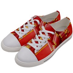 Red Ribbon Bow On White Background Women s Low Top Canvas Sneakers by artworkshop