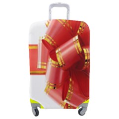Red Ribbon Bow On White Background Luggage Cover (medium) by artworkshop