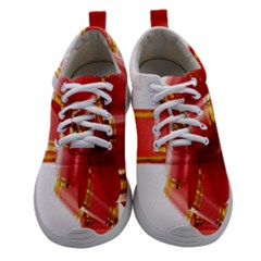 Red Ribbon Bow On White Background Women Athletic Shoes by artworkshop