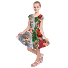 Red Santa Kids  Short Sleeve Dress by artworkshop