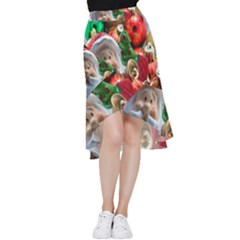 Red Santa Frill Hi Low Chiffon Skirt by artworkshop