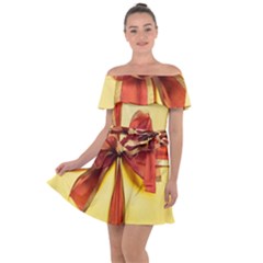 Ribbon Bow Off Shoulder Velour Dress by artworkshop