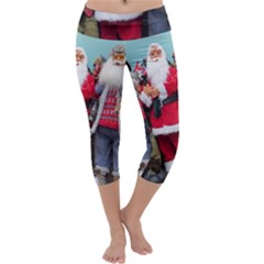 Santa On Christmas 3 Capri Yoga Leggings by artworkshop