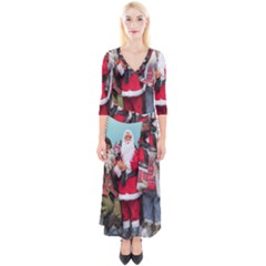 Santa On Christmas 3 Quarter Sleeve Wrap Maxi Dress by artworkshop