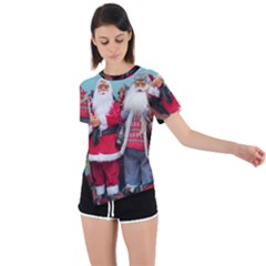 Santa On Christmas 3 Asymmetrical Short Sleeve Sports Tee by artworkshop