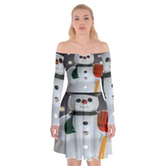 Snowman Off Shoulder Skater Dress by artworkshop