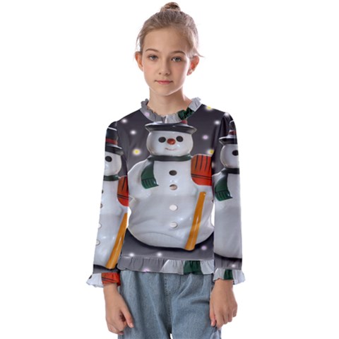 Snowman Kids  Frill Detail Tee by artworkshop