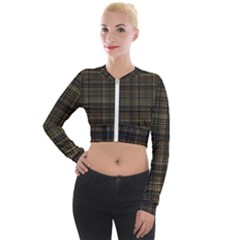 Plaid Long Sleeve Cropped Velvet Jacket by nateshop