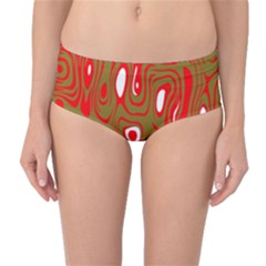 Red-dark Mid-waist Bikini Bottoms by nateshop