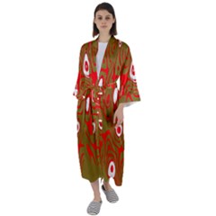 Red-dark Maxi Satin Kimono by nateshop