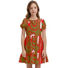 Red-dark Kids  Puff Sleeved Dress by nateshop