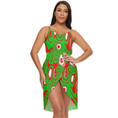 Red-green Tulip Hem Mini Chiffon Dress