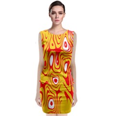 Red-yellow Sleeveless Velvet Midi Dress by nateshop