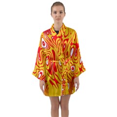 Red-yellow Long Sleeve Satin Kimono