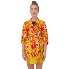 Red-yellow Half Sleeve Chiffon Kimono by nateshop