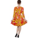 Red-yellow Quarter Sleeve Ruffle Waist Dress View2