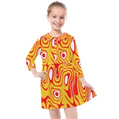 Red-yellow Kids  Quarter Sleeve Shirt Dress by nateshop