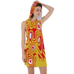 Red-yellow Racer Back Hoodie Dress by nateshop