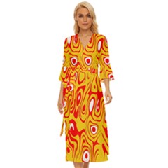 Red-yellow Midsummer Wrap Dress