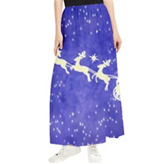 Santa-claus-with-reindeer Maxi Chiffon Skirt by nateshop