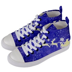 Santa-claus-with-reindeer Women s Mid-top Canvas Sneakers by nateshop