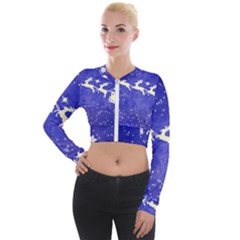 Santa-claus-with-reindeer Long Sleeve Cropped Velvet Jacket