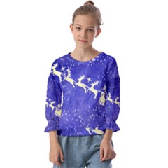 Santa-claus-with-reindeer Kids  Cuff Sleeve Top