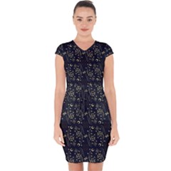 Seamless-pattern 1 Capsleeve Drawstring Dress 