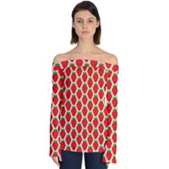 Strawberries Off Shoulder Long Sleeve Top by nateshop