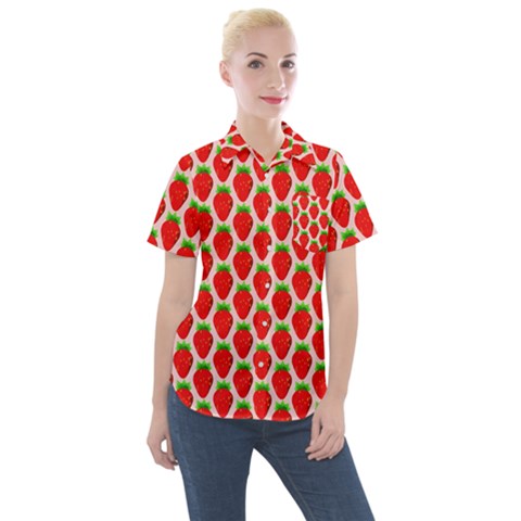 Strawberries Women s Short Sleeve Pocket Shirt by nateshop