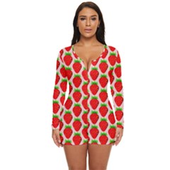 Strawberries Long Sleeve Boyleg Swimsuit by nateshop