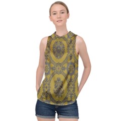 Tapestry High Neck Satin Top by nateshop