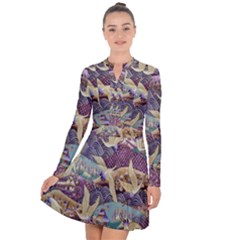 Textile Fabric Pattern Long Sleeve Panel Dress by nateshop