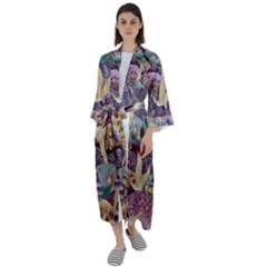 Textile Fabric Pattern Maxi Satin Kimono by nateshop
