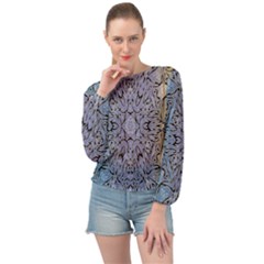 Tile Banded Bottom Chiffon Top by nateshop