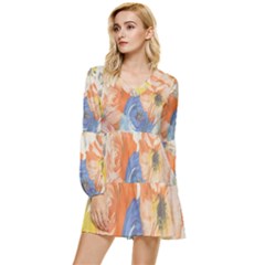 Tissue Tiered Long Sleeve Mini Dress