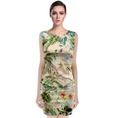 Tropical Fabric Textile Sleeveless Velvet Midi Dress by nateshop