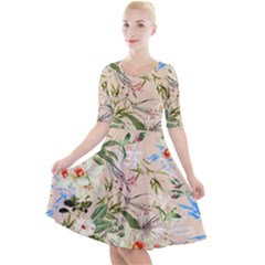 Tropical Fabric Textile Quarter Sleeve A-line Dress by nateshop