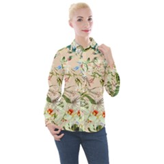 Tropical Fabric Textile Women s Long Sleeve Pocket Shirt
