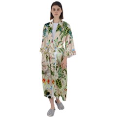Tropical Fabric Textile Maxi Satin Kimono by nateshop