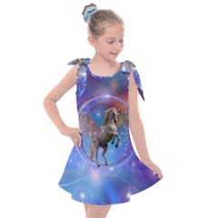 Unicorn Abstract Wave Line Kids  Tie Up Tunic Dress by Wegoenart