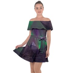 Fantasy Pyramid Mystic Space Off Shoulder Velour Dress by Wegoenart