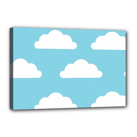 Clouds Blue Pattern Canvas 18  x 12  (Stretched)