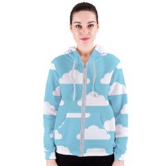 Clouds Blue Pattern Women s Zipper Hoodie