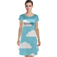 Clouds Blue Pattern Cap Sleeve Nightdress