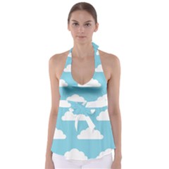 Clouds Blue Pattern Babydoll Tankini Top