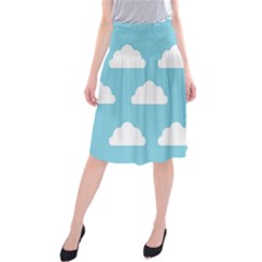 Clouds Blue Pattern Midi Beach Skirt