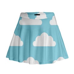 Clouds Blue Pattern Mini Flare Skirt