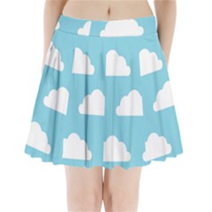 Clouds Blue Pattern Pleated Mini Skirt